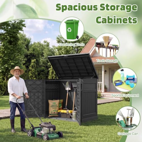 LHBcraft Large Outdoor Storage Cabinet 51 Cu Ft with Lockable, Outdoor Storage Box with Pneumatic Hydraulic Lid-Easy to Assemble, Waterproof Outdoor Storage Shed for Backyards, Patios - Image 5
