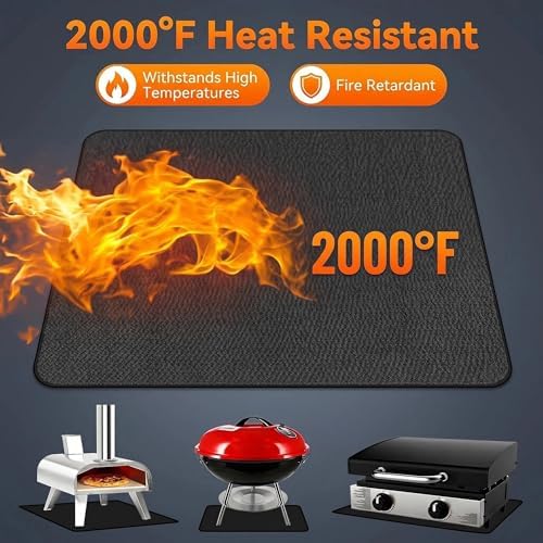 UBeesize 15 x 18 Inch 3-Layer Under Grill Mat For Outdoor Grill, Fireproof Double-Sided Silicone Coated Fire Pit Mat, Waterproof Oil-Proof Stain-Proof BBQ Protector for Decks, Patios，Grass & Fireplace - Image 5