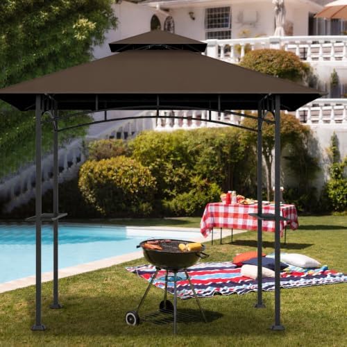 5' x 8' Grill Gazebo Replacement Top, Brown Canopy Top Cover Only - Image 5