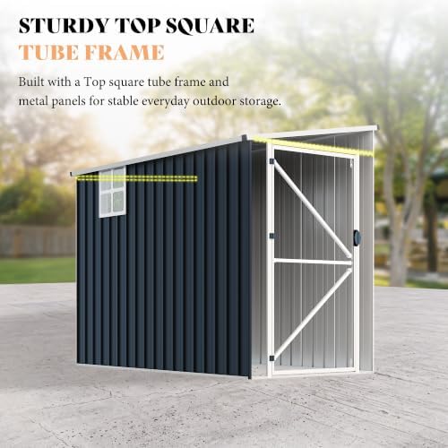 AMERLIFE 8x4 FT Lean-to Storage Shed with Lockable Door, Reinforced Frame - Image 4