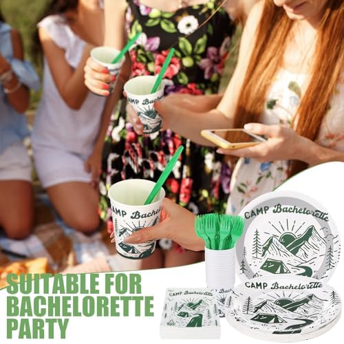 Zubebe 175 Pcs Camp Bachelorette Plates Cups Napkins Serves 25 - Image 5