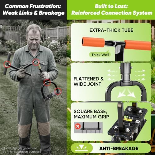 Sakerplus Aerator Lawn Tool, Spike Lawn Aerator with Self-Cleaning Tines - Image 4