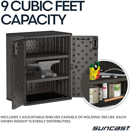 Suncast 30" Heavy-Duty Resin Garage Cabinet, Lockable, Dark Gray - Image 6