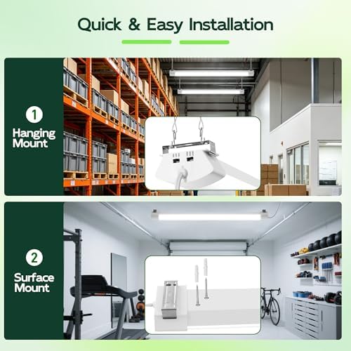 Hlite 4FT LED Shop Light with Power Cord 5000LM,3 Power Level&3CCT,2 Pack - Image 6