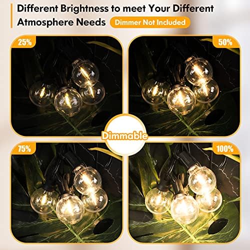 100FT LED Outdoor String Lights Patio Light with 52 Shatterproof G40 Dimmable Globe Bulb, 2-Pack 50FT Waterproof Outside Hanging String Light for Christmas Backyard Porch Balcony Gazebo Party - Image 5