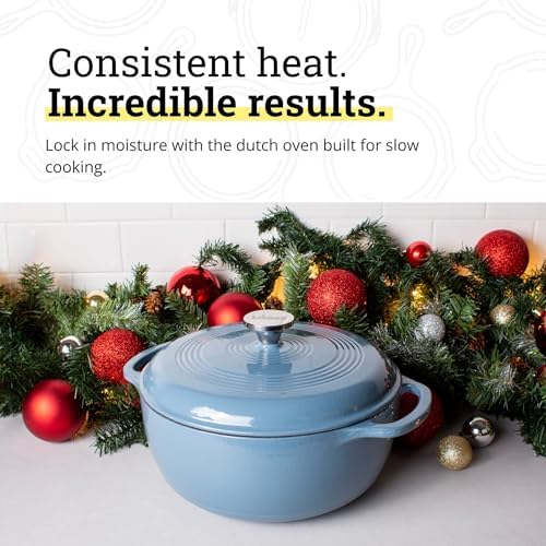 Lodge Essential Enamel Cast Iron Dutch Oven, 4.5 Quart, Lagoon - Image 3
