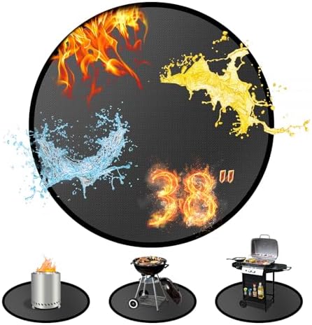 38" Round Fire Pit Mat for Solo Stove & Under Grill Mat for Outdoor Grill by Youlvy