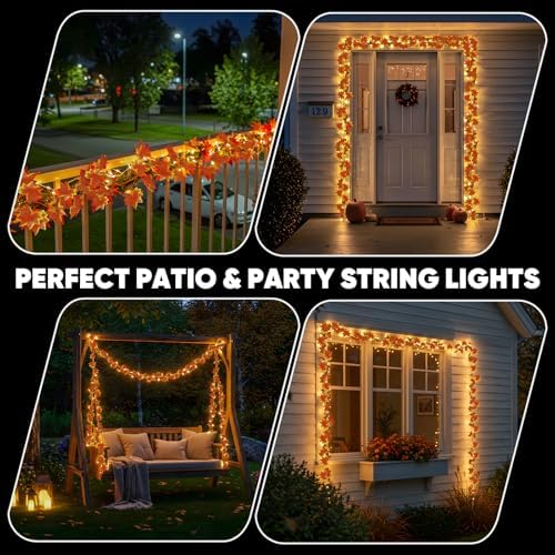 suddus 33 FT 100 LED Fall Garland with Lights Battery Operated Copper Wire - Image 5