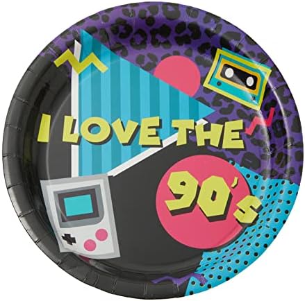 BLUE PANDA 90s Party Paper Dinner Plates - 9-Inch, 80-Count, Blue I Love the 90s Design - 1990s-Inspired Tableware for Birthday & Themed Decor - Image 3