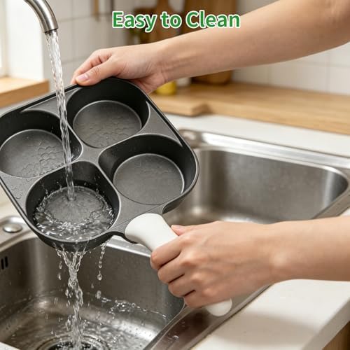 4 Cup Egg Pan, Nonstick Breakfast Pan with 4 Holes for Pancakes - Image 4