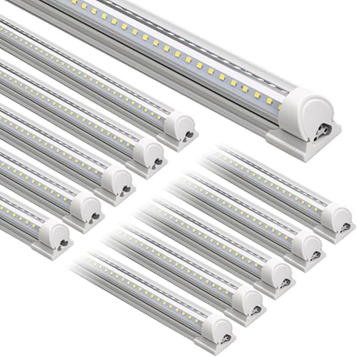 Barrina T8 LED Shop Lights 8FT, 72W 10000LM 6500K, High Output, 10 Packs by Barrina