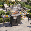 Outdoor Grill Cart with Stainless Steel Top, Outdoor Kitchen Island BBQ Prep Table, Storage Cabinet, Mobile Grill Cart with Folding Hanging Trash Bin, Wheels, Side Shelf for Patio, Garden, Picnic by Betisef