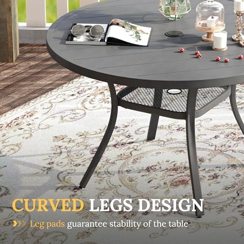 VICLLAX 5 Pieces Patio Dining Set for 4, Outdoor Furniture Set Includes 40.7" Round Patio Table and 4 Patio Stackable Chairs, Grey Tabletop and Grey Fabric - Image 2