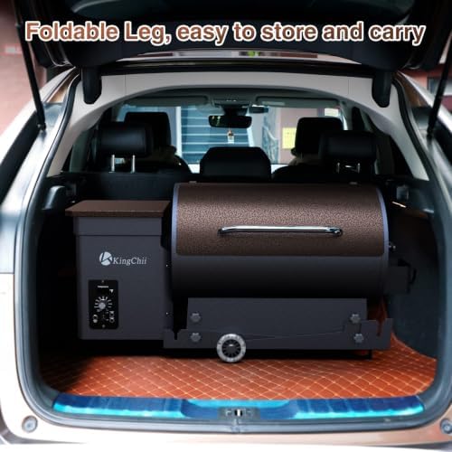 KingChii Electric Wood Pellet Grill & Smoker with Foldable Legs, 456 SQ.IN Grill Capacity, 11LB Pellet Hopper, PID Temperature Control 180-425°F, Portable Foldable Design for Backyard Outdoor Camping - Image 4