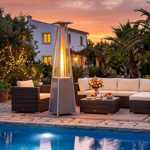Tangkula 45000 BTU Pyramid Patio Heater with Wheels & Zippered Cover - Image 4