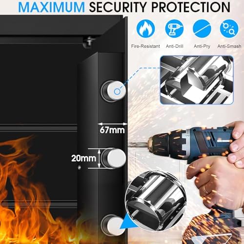 5.2 Cuft Large Home Safes Fire Waterproof, Fireproof Safe Box for Home with Programmable Keypad, Spare Keys and 3 Removable Shelves, Anti-Theft Security Fireproof Document Safe for Money Valuables - Image 2