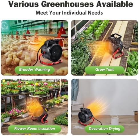 Greenhouse Heater with Thermostat, Auto Power Control with Digital Temperature Display, Fast Heating, Overheat Protection, Electric Heater for Grow Tent, Greenhouse, Flower Room, Patio - Image 6