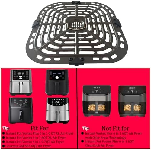 6QT Air Fryer Grill Grate for Instants Pot Vortex Plus 6 in 1 6QT XL Air Fryers, Premium Grill Pan Crisping Plate Rack Tray Grid Shelf for Instants 5.7QT 6QT, Nonstick, Dishwasher Safe - Image 2