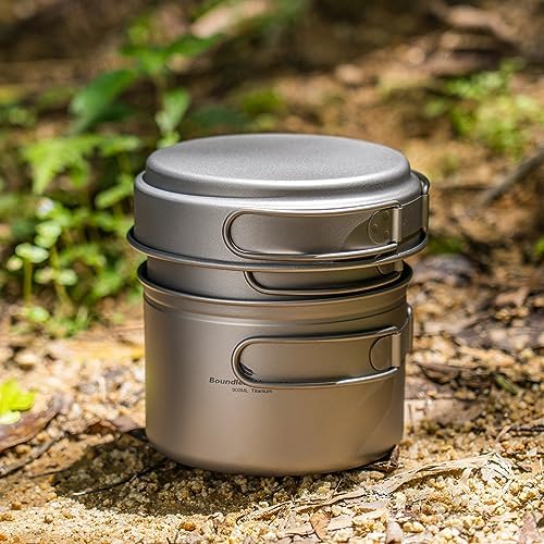 Titanium Pot Pan Set with Folding Handle Outdoor Camping Soup Pot Bowl Frying Pan Mess Kit Picnic Cookware - Image 7