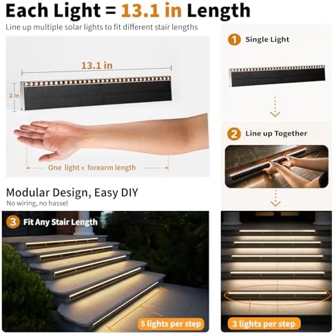 SHONELIGHTING Solar Step Lights Outside, 33 Focused LEDs, Stair Light, 1PK - Image 2