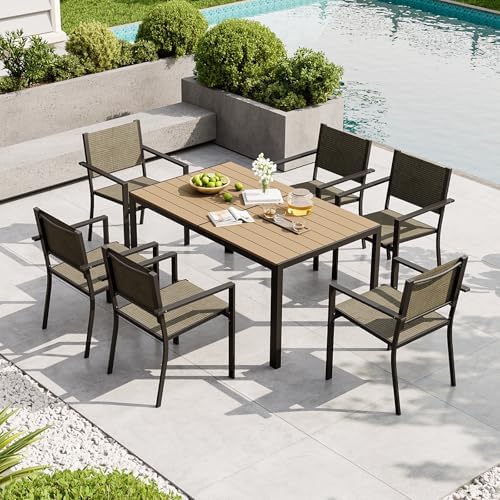 7-Piece Patio Table and Chairs Set for 6, All Weather Patio Dining Sets by Aoxun