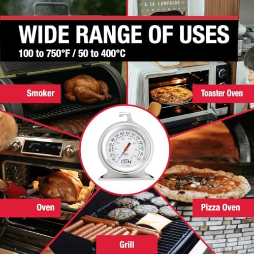 CDN High Heat Oven Thermometer | ProAccurate® | NSF Certified | 100-750°F Range | For Broiling, Roasting, High-Temp Cooking | Lab Glass Lens | POT750X - Image 4