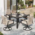 SUNSHINE VALLEY 5pc Patio Dining Set, 34.2" Square Table & 4 Swivel Chairs by SUNSHINEVALLEY