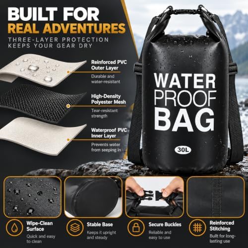30LB Waterproof Wood Pellet Storage Containers, Charcoal Storage Bags with Buckle Seal and Dual Handles for Outdoor Grills - Image 3