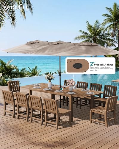 SERWALL Outdoor Patio Dining Set for 6, Brown - Image 2