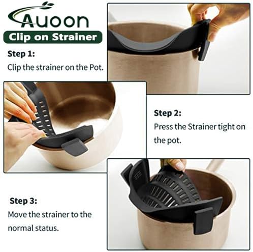 AUOON Pasta Strainer Clip on Silicone, Standard 8.86 x 3.55 in, MilkShake - Image 6