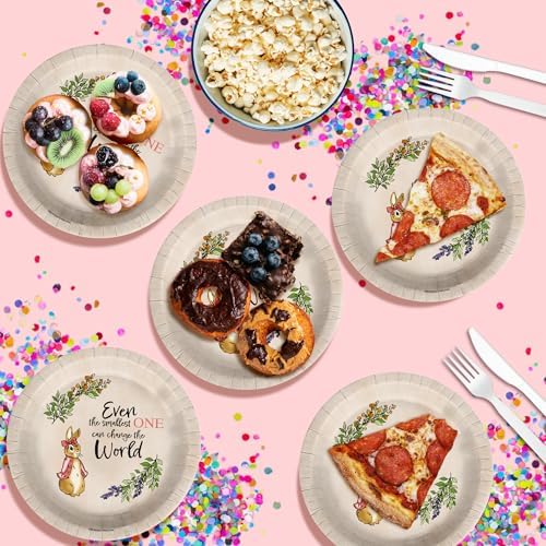 Birthday Galore Peter Rabbit Girl's Baby Shower - 32 Piece Disposable Party Supplies - Spring Baby Shower Decorations - Round Party Plates - Large 9" Paper Plates In Bulk - Image 5