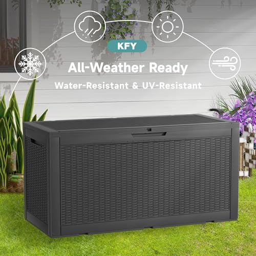 100 Gallon Waterproof Outdoor Storage Box, UV Resistant Resin Deck Box Perfect for Patio, Garden, and Pool (Black, 100 Gallon) - Image 4