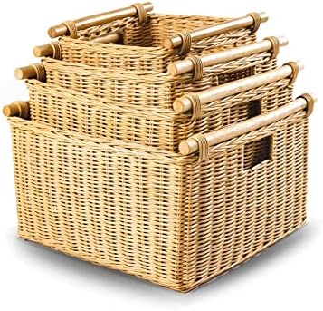 The Basket Lady Deep Pole Handle Wicker Storage Basket L, Sandstone - Image 6