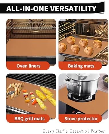 3 Pack Oven Liners for Bottom of Oven, 17x25" Large Heavy Duty Non-Stick Reusable Oven Mat for Electric, Gas, Toaster & Convection Ovens - BPA & PFOA Free, Dishwasher Safe, Kitchen Essentials, Copper - Image 6