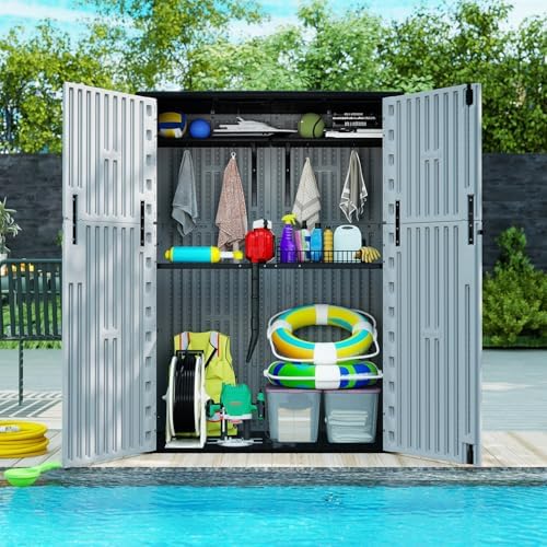 ZZM 57 Cu.ft Outdoor Storage Cabinet with One Tool Kit, Horizontal Storage Shed for Garage, Bike, Garbage Cans, Garden Accessories - Image 4