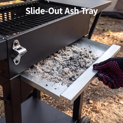 Outvita Charcoal Grill with 2 Side Tables, BBQ Grill with Lid & Chimney - Image 5