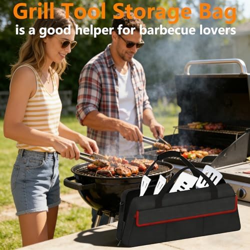 Grill Tool Storage Bag,Grill Utensil Storage Bag for Barbecue Tool up to 22",BBQ Utensil Storage Caddy with Pockets,Barbecue Utensil Case for Outdoor Grilling, Camping, Bag Only - Image 7