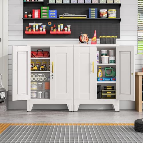 GAIOUS 36" Metal Office File Cabinet, White Locked Garage Storage Cabinets - Image 2