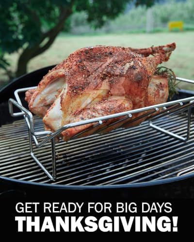 Turkey Roasting Rack, V-shaped Rack for Grilling - Stainless Steel Dual-purpose BBQ Rib Rack for Smoking, Turkey Cooking Racks for Roasting Pan, Ideal for Smoker, Large Egg, Classic Joe, Weber, etc. - Image 3
