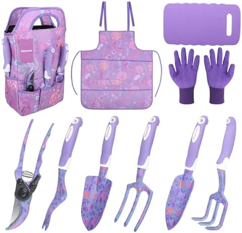 Purple Garden Tools Set 10 Pieces, Gardening Gifts for Women by iHansee