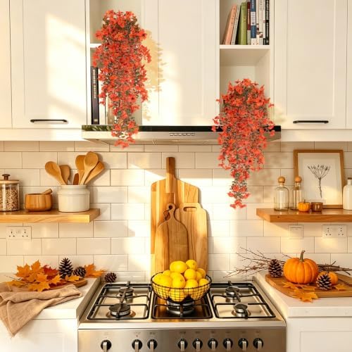 RECUTMS Fake Hanging Plant 3Pcs Artificial Autumn Flowers for Outdoors - Image 3