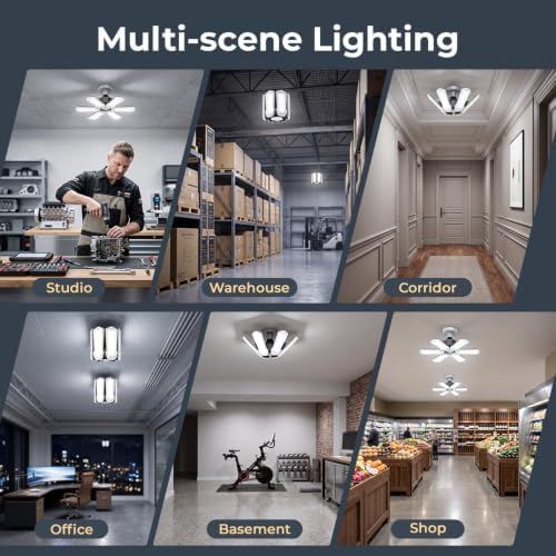TANBABY 1 Pack LED Garage Light, Deformable Ceiling Light, 15000LM 6500K - Image 5