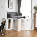 Freestanding Dog Gate Indoor,Doggie Gate Foldable Dog Gates for Doorways,Stairs or Hallways, Wooden White Pet Gate for The House, Pet Fence with Support Feet Included,32 "Height-6 Panels by SFJC