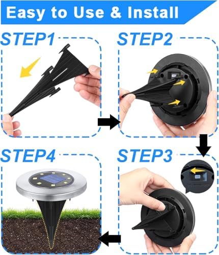 4.6 Inch Diameter Solar Ground Lights, Waterproof Solar Garden Lights, Outdoor Garden Waterproof Bright in-Ground Light, Landscape Lighting for Pathway,Yard,Lawn,Patio,Walkway (12 Pack Warm Light) - Image 5