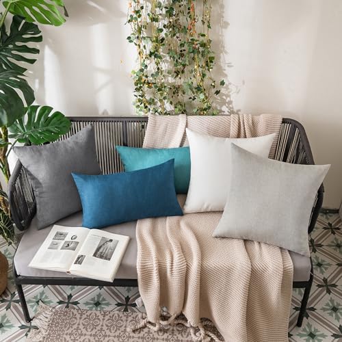 MIULEE Decorative Outdoor Pillow Covers Waterproof 20x20 Light Grey - Image 5