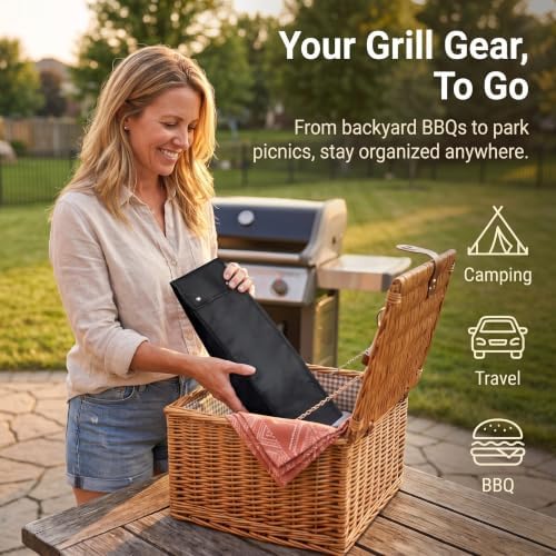 2pcs Portable BBQ Tool Organizer Bag, 600d Oxford Cloth Grill Holder - Image 3