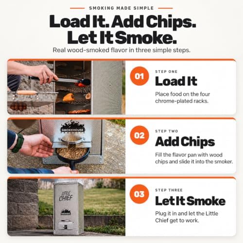 Smokehouse Little Chief Electric Smoker - Low to Mid Temperature Smoker for Fish, Jerky, Cheese, Sausage & Other meats, Smoke Up to 25 Pounds of Meat & Fish - Image 6