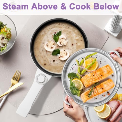 Dezin Hot Pot Electric with Steamer, 1.5L Non-Stick Portable Electric Pot - Image 4