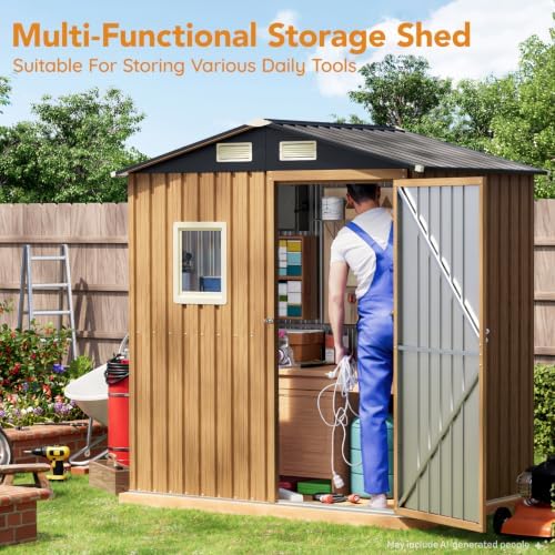Panovue 6X4FT Garden Storage Shed (NO Wood Panels&Frame Floor) - Image 3