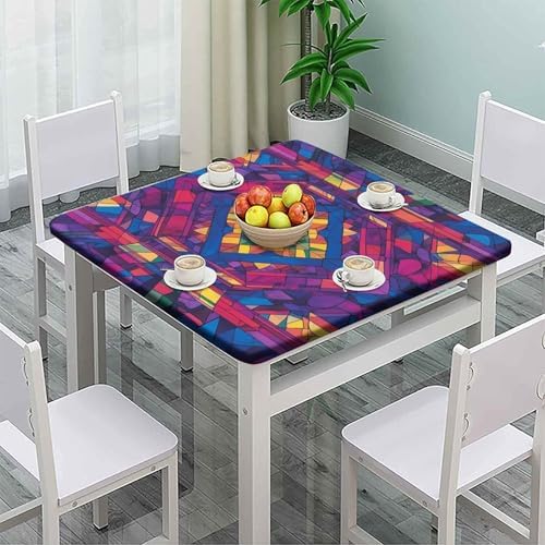 Outdoor Elastic Tablecloth, Mandala Madness Pattern Printed on Polyester Foldable Dining Table Cover, Ideal for Weddings Birthdays Events, Fit for 30" x 30" Square Tables - Image 2